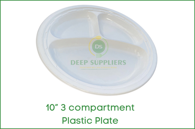 Premium Quality of 10 Inch 3 Compartment Plastic Plate in Sterling Heights - Michigan
